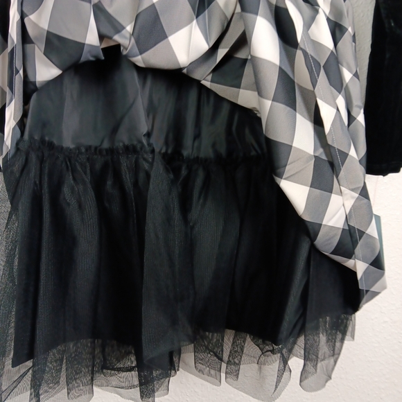 Cat & Jack Dress L (10/12) Black Velvet Plaid Skirt Taffeta Holidays Party L/S - Picture 6 of 12